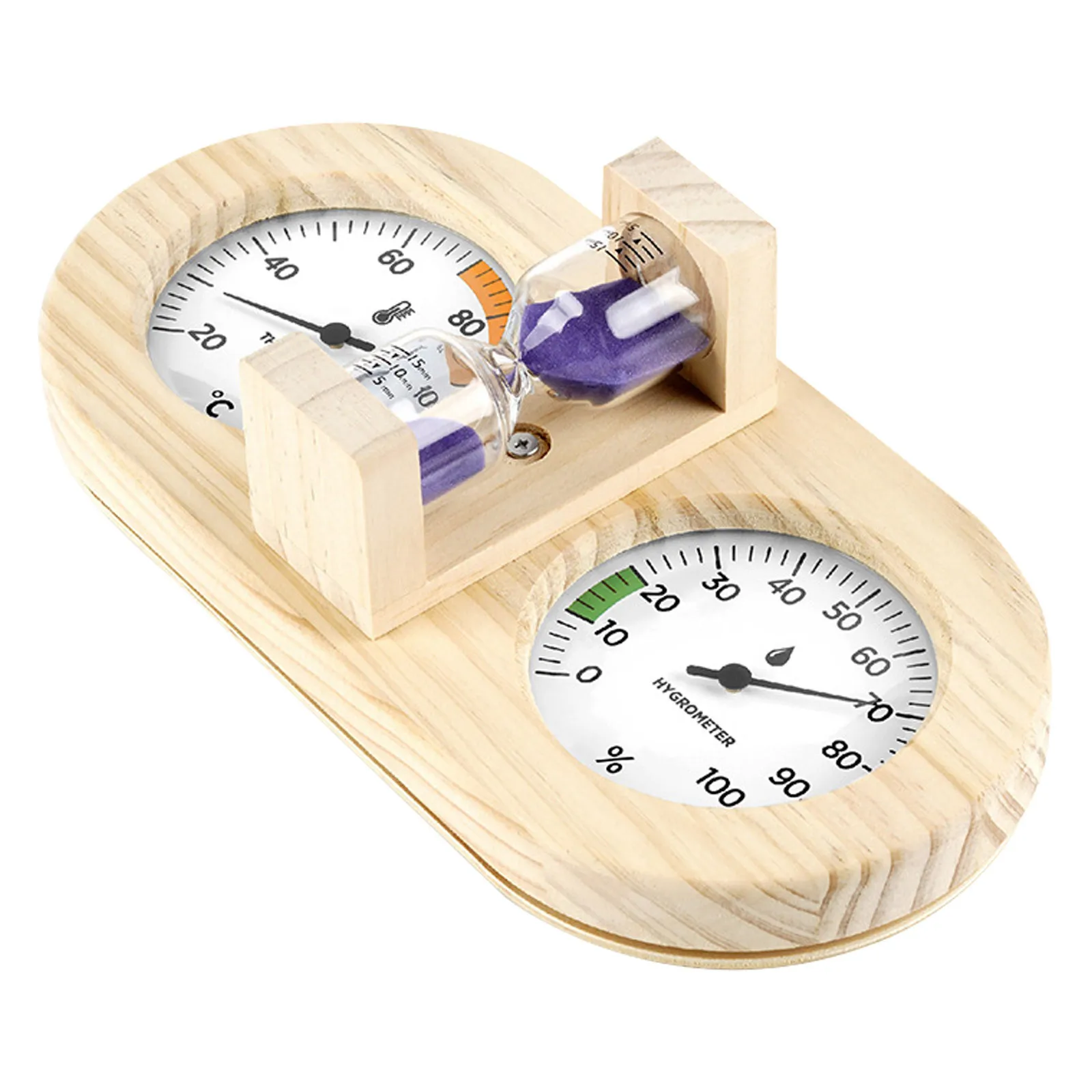 

Indoor Sauna Monitor Gauge with 15 Minute Hourglass Timer Dual Function Thermometer Hygrometer for Home Spa Steam Room Use