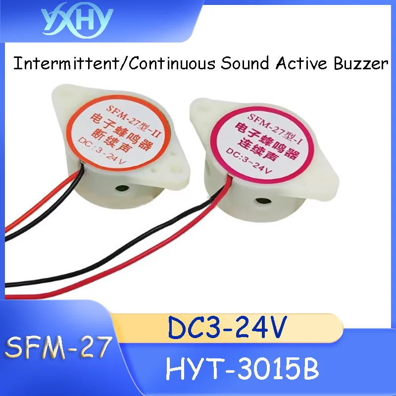 

1pcs DC3-24V Intermittent Sound/Continuous Sound SFM-27 Type HYT-3015B Active Signal Electronic Buzzer