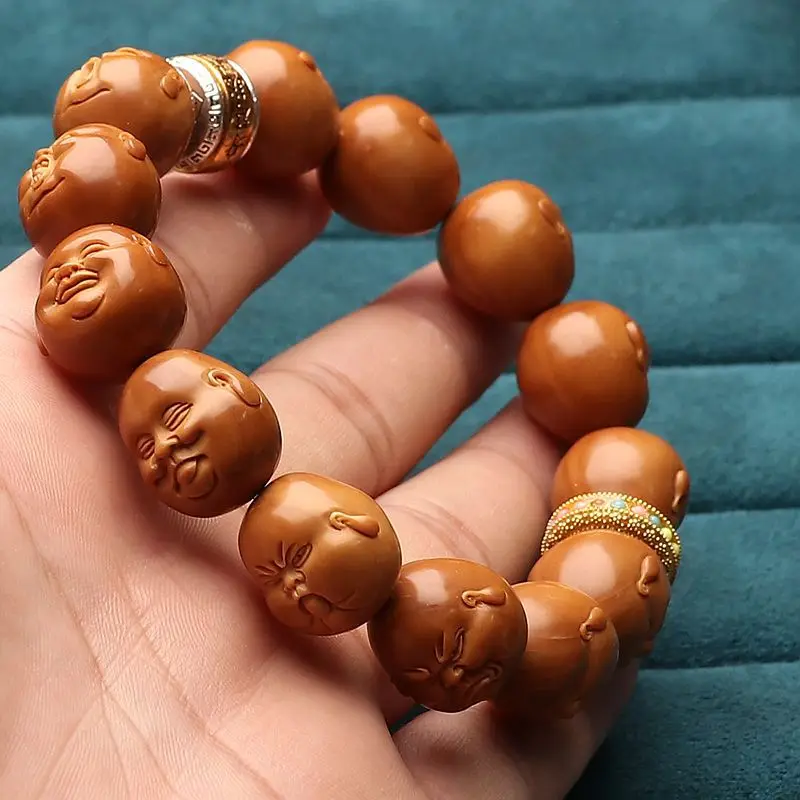 Olive Nut Bracelet Life Hundred States Smiling Buddha Maitreya Hand Carved and Sad Iron Core Crafts Very Happy Men