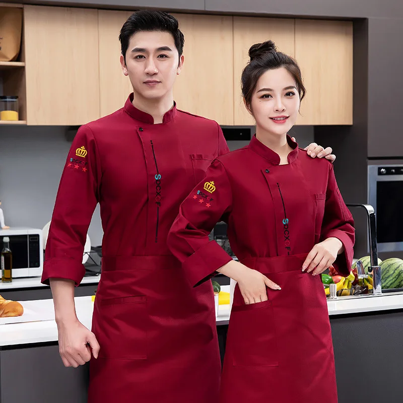 Chef Overalls Long Sleeve Autumn And Winter Clothes Hotel Dining Kitchen Chef Summer High-End Short Sleeve Chef Uniform Men