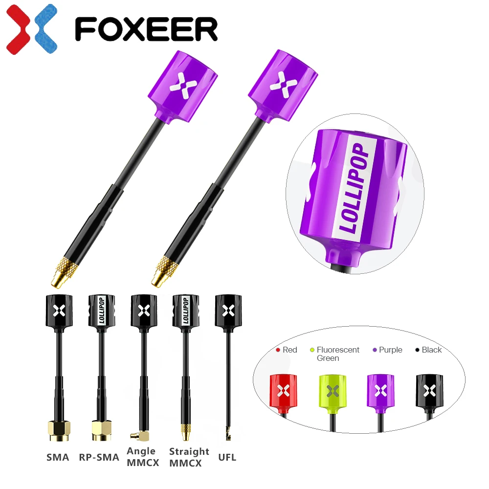 2pcs/box Foxeer Micro Lollipop 5.7GHZ 2.5dbi High Gain FPV Mini Antenna LHCP / RHCP For FPV Racing Freestyle Drones Quadcopter