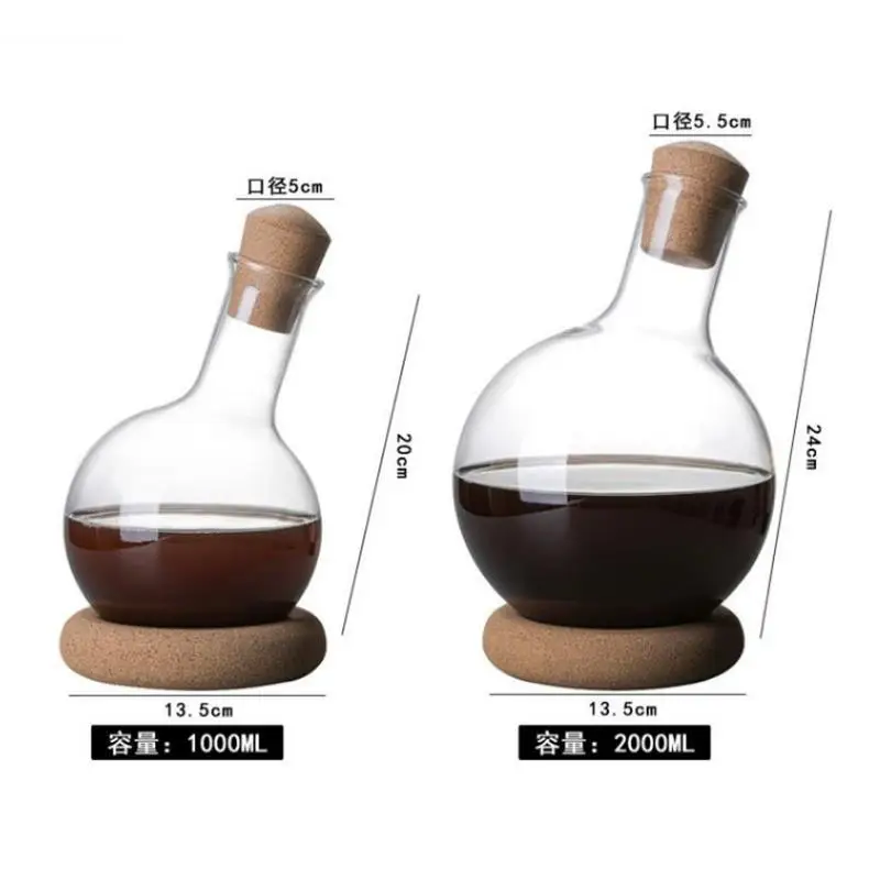 Jarro De Vinho De Vidro Transparente com Base De Madeira, Decanter De Panela Vermelha, Pote Vermelho, Copos, Frascos De Quadril Distribuidor