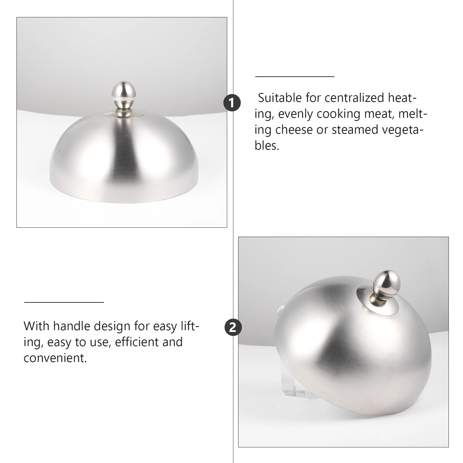 

1Pcs Stainless Steel Steak Cover Dome Lid Handle Anti Splash Cooking Tool Food Protector Kitchen Supplies Cover for Meat Cheese