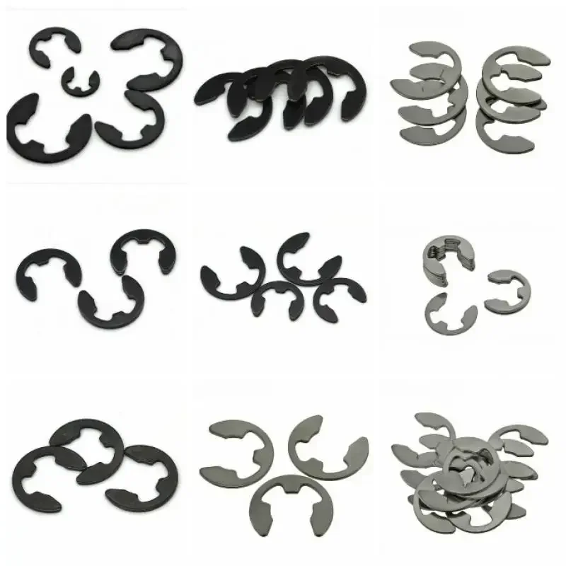 50 pcs 1.2/1.5/2/2.5/3/3.5/4/5/6/7/8/9/10/12mm Stainless Steel/Black Carbon Steel E Clip Circlip Retaining Ring Washer Fasteners