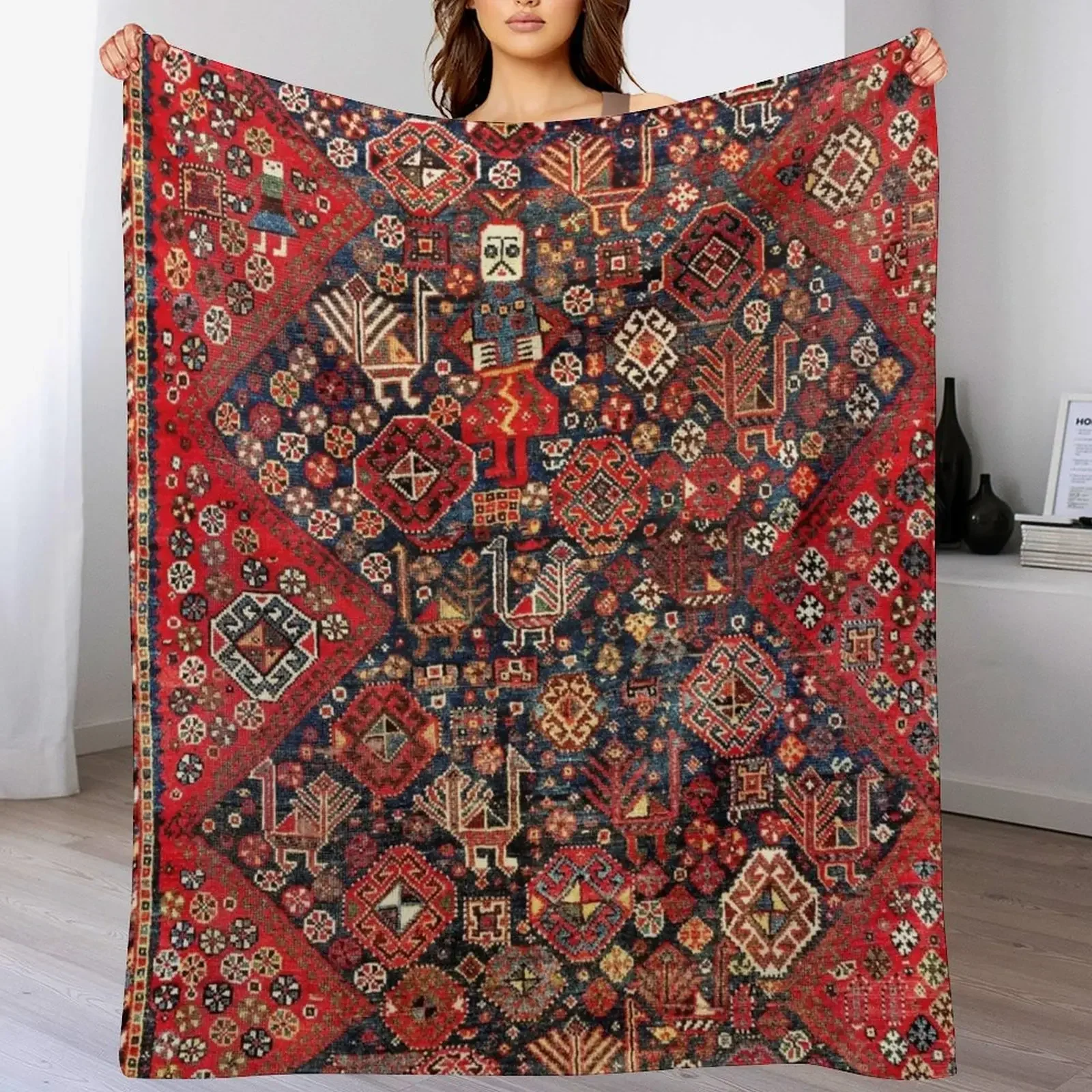 Qashqa’i Fars Southwest Persian Nomad Rug Print Throw Blanket Luxury Designer Soft Big Blankets For Baby Summer Blankets