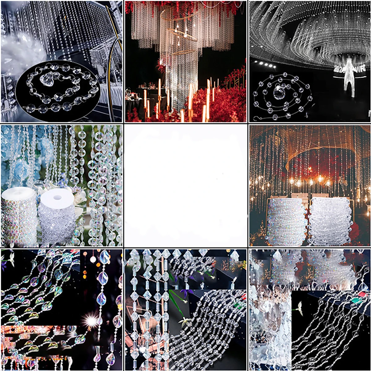 10M Acrylic Crystal Bead Curtain - Exquisite Chain Acrylic Beads Wedding Celebration and Door Curtain Party Decoration Supplies