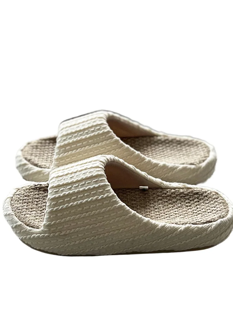 

Four Seasons Home Linen Slippers Thick Bottom Cool Slippers Cotton and Linen Deodorant Wood Floor
