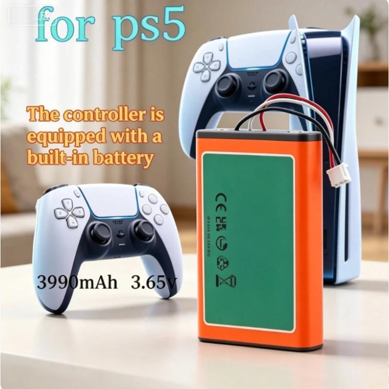 Suitable for PS5 Controller with 3980mAh Built-in Battery, Large Capacity for PS5H Rechargeable Long Endurance Battery