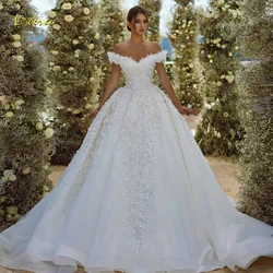 Loverxu Ball Gown Princess Wedding Dresses 2024 Sweetheart Off The Shoulder Vestido De Novia Lace Sequined Shiny Robe De Mariee