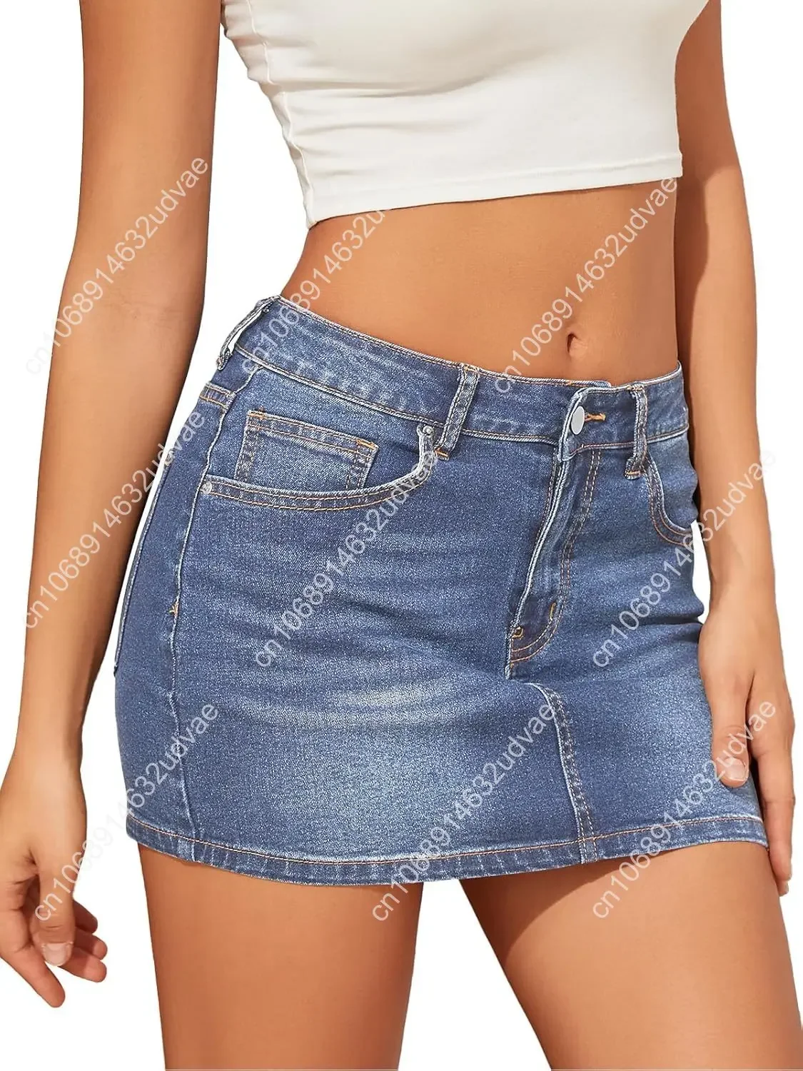 Women's Jean Skirts Low Waisted Casual Stretch Denim Mini Skirt with Pockets Sexy Denim Skirt for Women 2025 Trendy