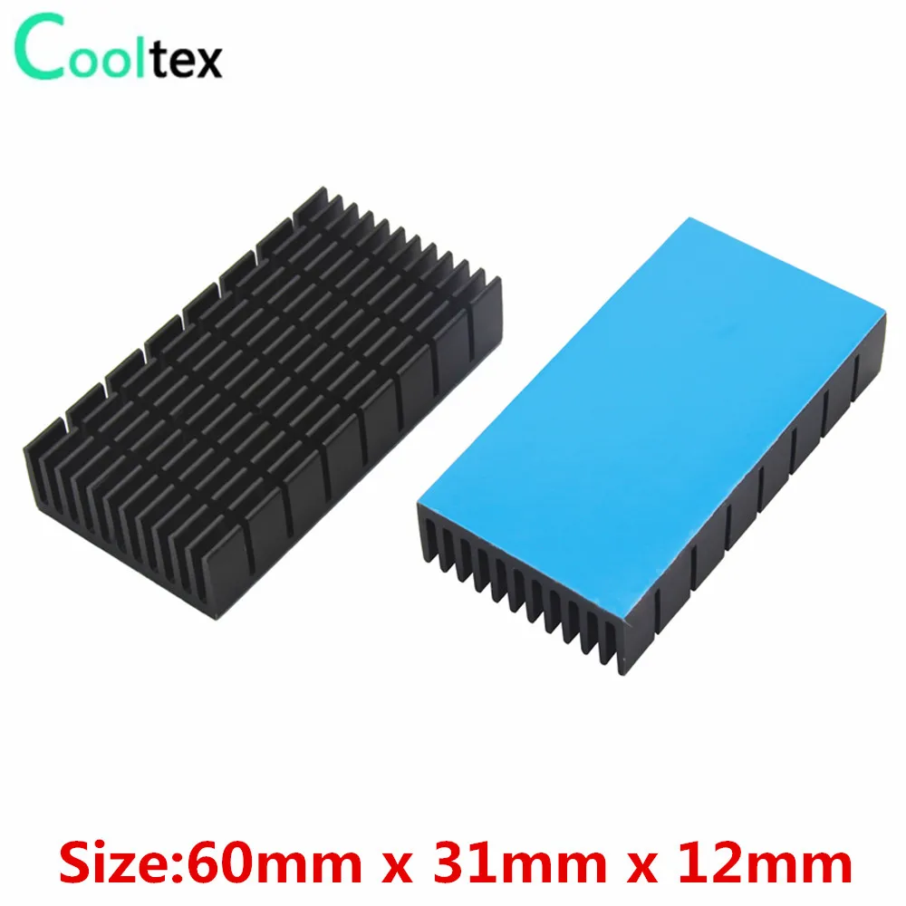 2pcs Aluminum Heatsink 60X31X12mm Heat sink for Electronic Chip Integrated Circuit Cooling With Thermal Conductive Tape