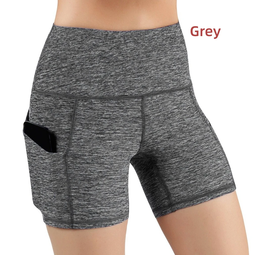 Fashion Women\'s Shorts with Pocket High Waist Elastic Yoga Leggings Gym Running Sport Fitness Short Pants