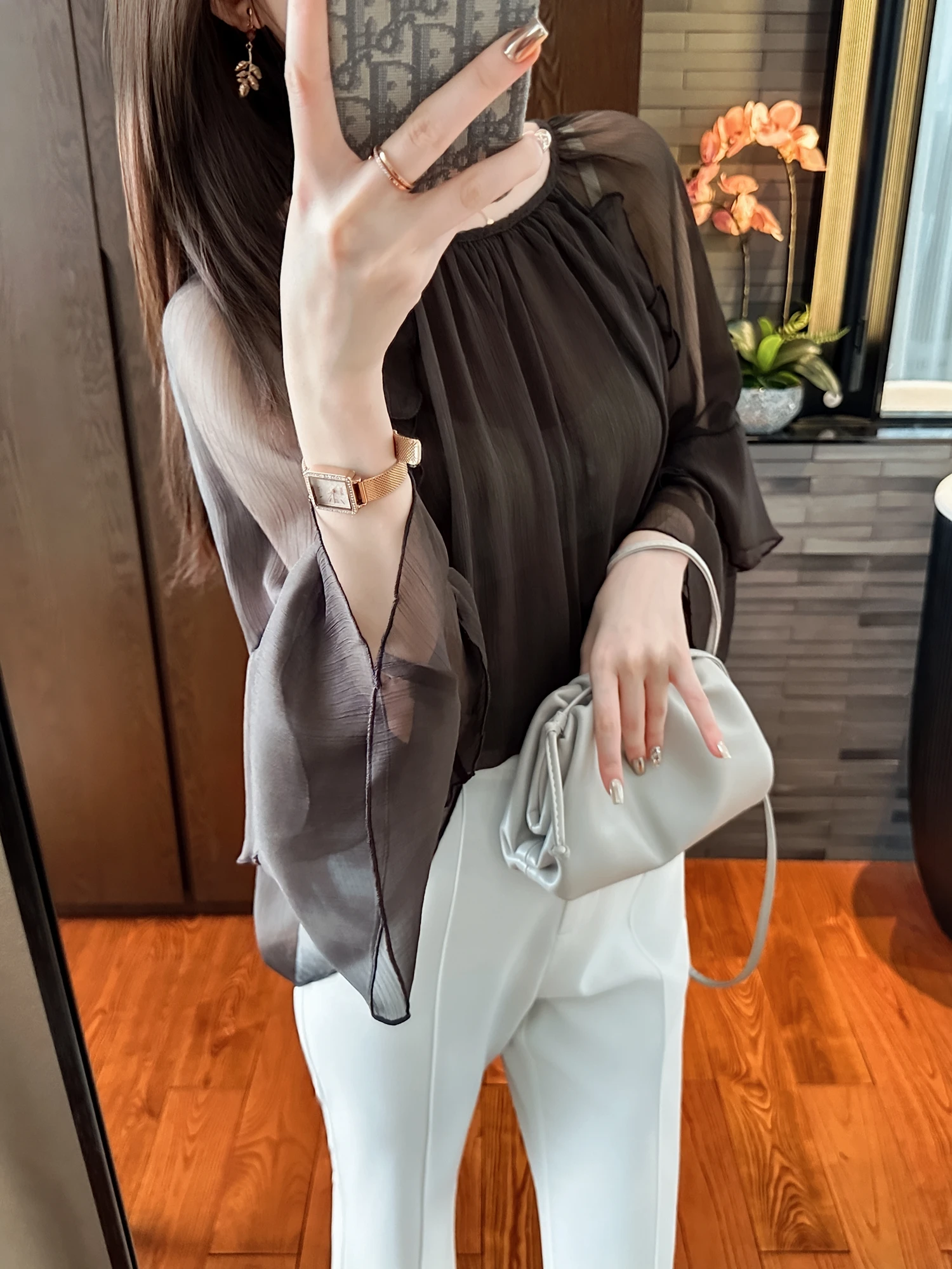 

You See Orange See Slimming Ele Sle Daily Commuting irt French Sle Loose Fit Bell Sve Sun Protection Thin