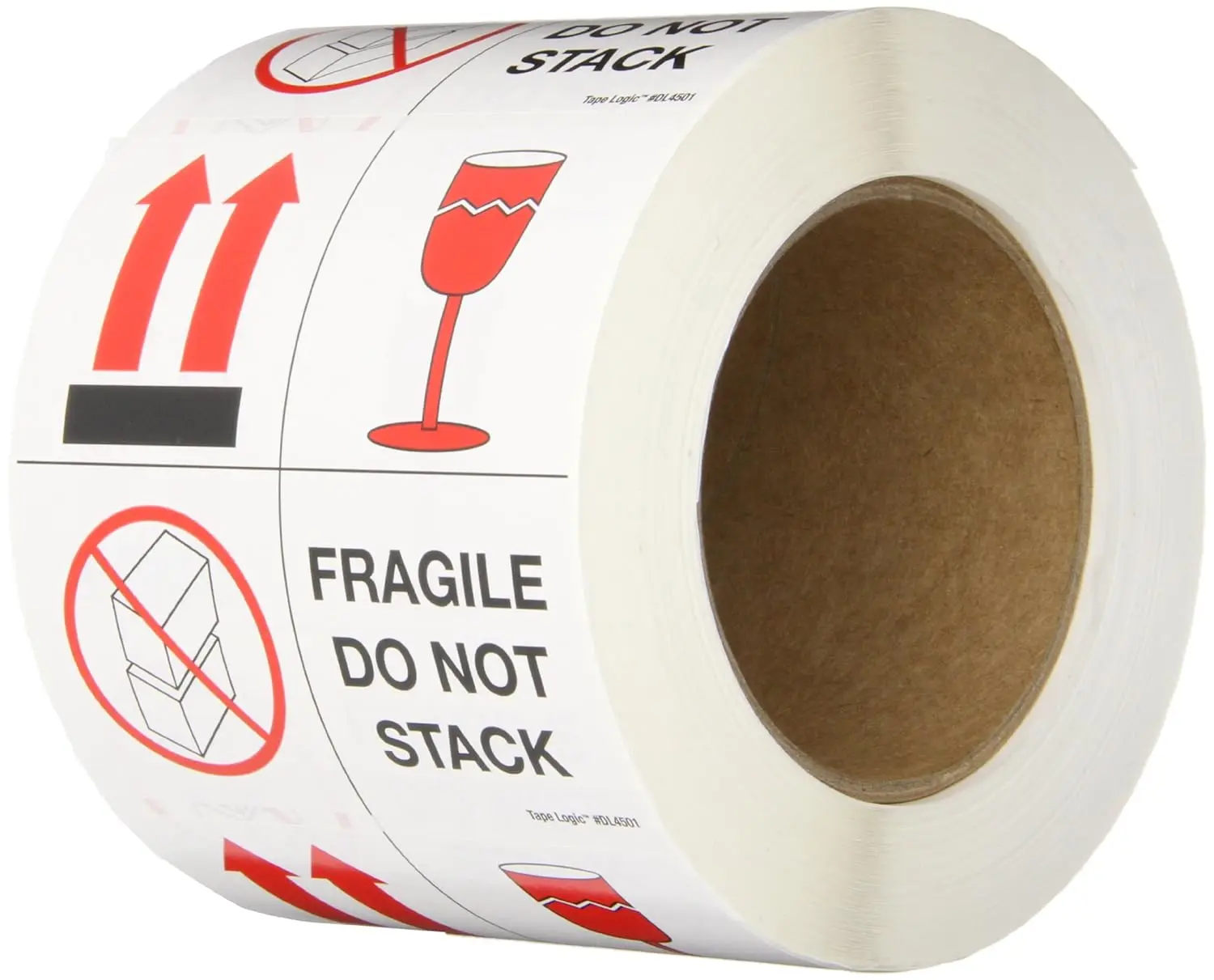 

4" x 4","Fragile Do Not ck" Red/White/Black Warning Sticker, for Shipping, ling, Packing, and Moving (1 Roll of 500