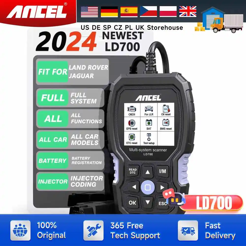 ANCEL LD700 All Systems OBD2 Scanner fit for Land Rover Jaguar Battery Registration Oil Reset Code Reader Diagnostic Scan Tool