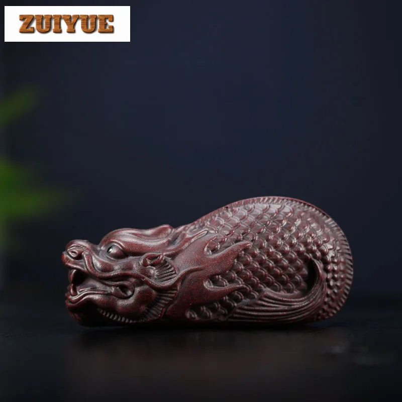 Purple Clay Fish Transformed Dragon Tea Pet Retro Exquisite Miniatures Tea Figurine Play Toys Tea Statue Ornaments Workmanship