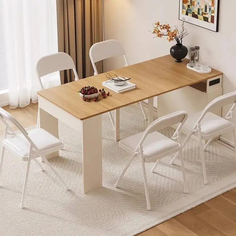 طاولات طعام فاخرة قابلة للتمديد، طاولات طعام فرنسية فريدة من نوعها، أثاث حديث قابل للطي للمنزل