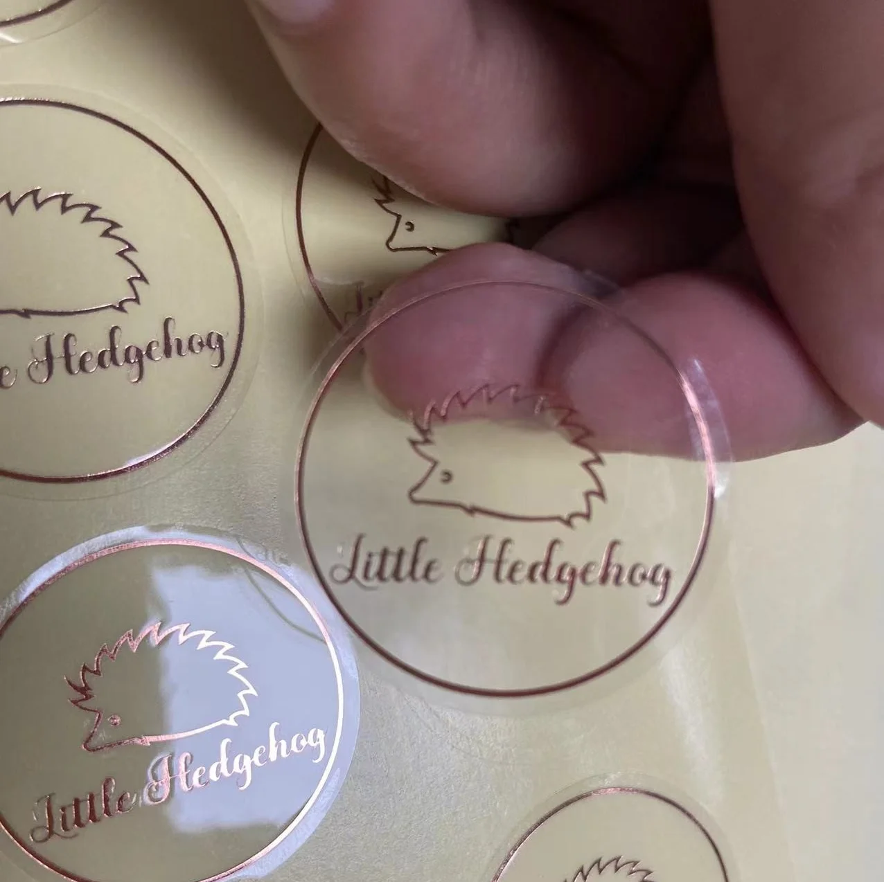 Customized Transparent and Rose Foil Adhesive Stickers Clear Waterproof Color Round Labels with Your Own Logo