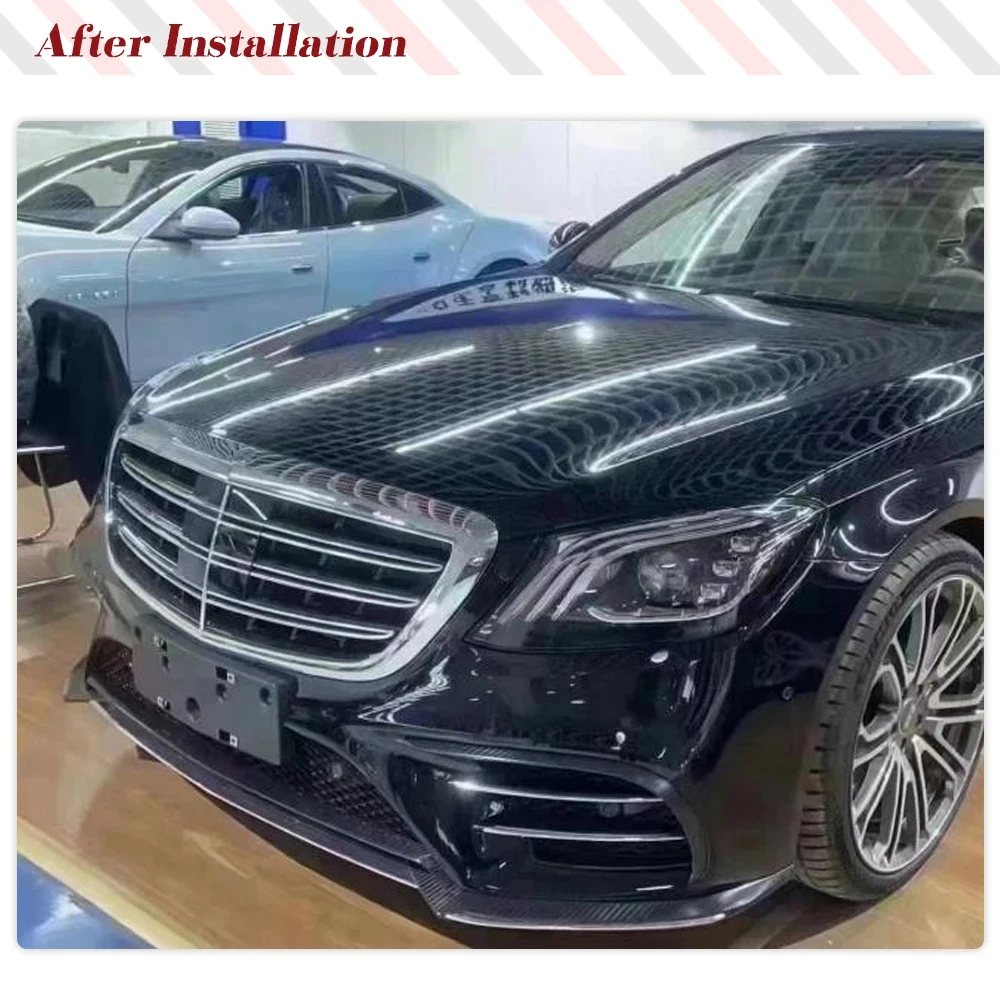 Carbon Fiber Car Front Bumper Lip for Mercedes-Benz S Class W222 S450 Sport Front Bumper Canards Front Bumper Spoiler Guards