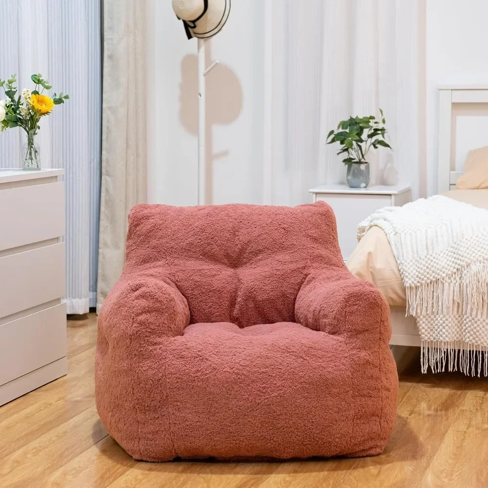 

Bean Bag Chairs with Tufted Soft Stuffed with Filler, Fluffy Sherpa and Lazy Sofa, Comfy Cozy BeanBag Chair with Memory