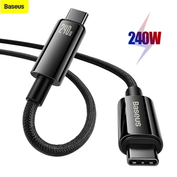 Baseus 240W USB C kablo PD 3.1 için MacBook Samsung S22 Xiaomi iPad Huawei PD kablo 5A hızlı şarj tipi C kablo