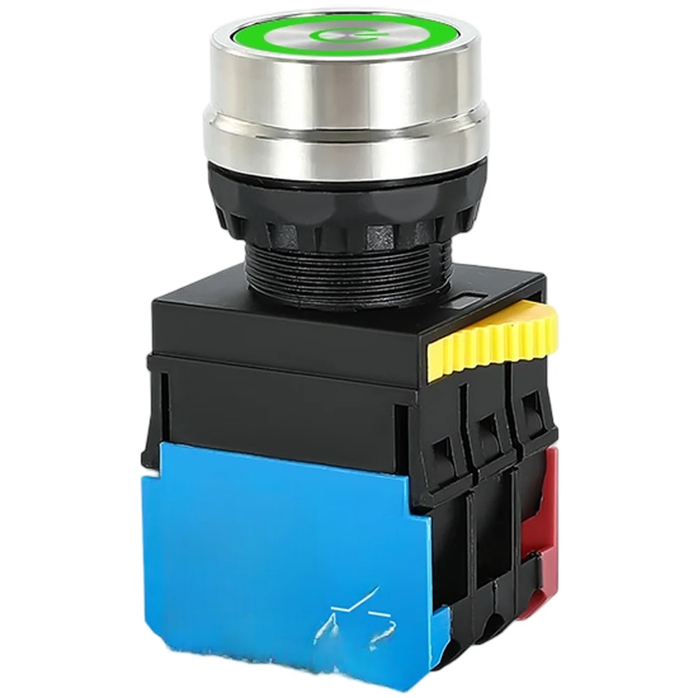 22mm Industrial Push Button Switch Red Color with Self Reset and Lock Mechanism Silver Contacts 10 Amp Current Capacity