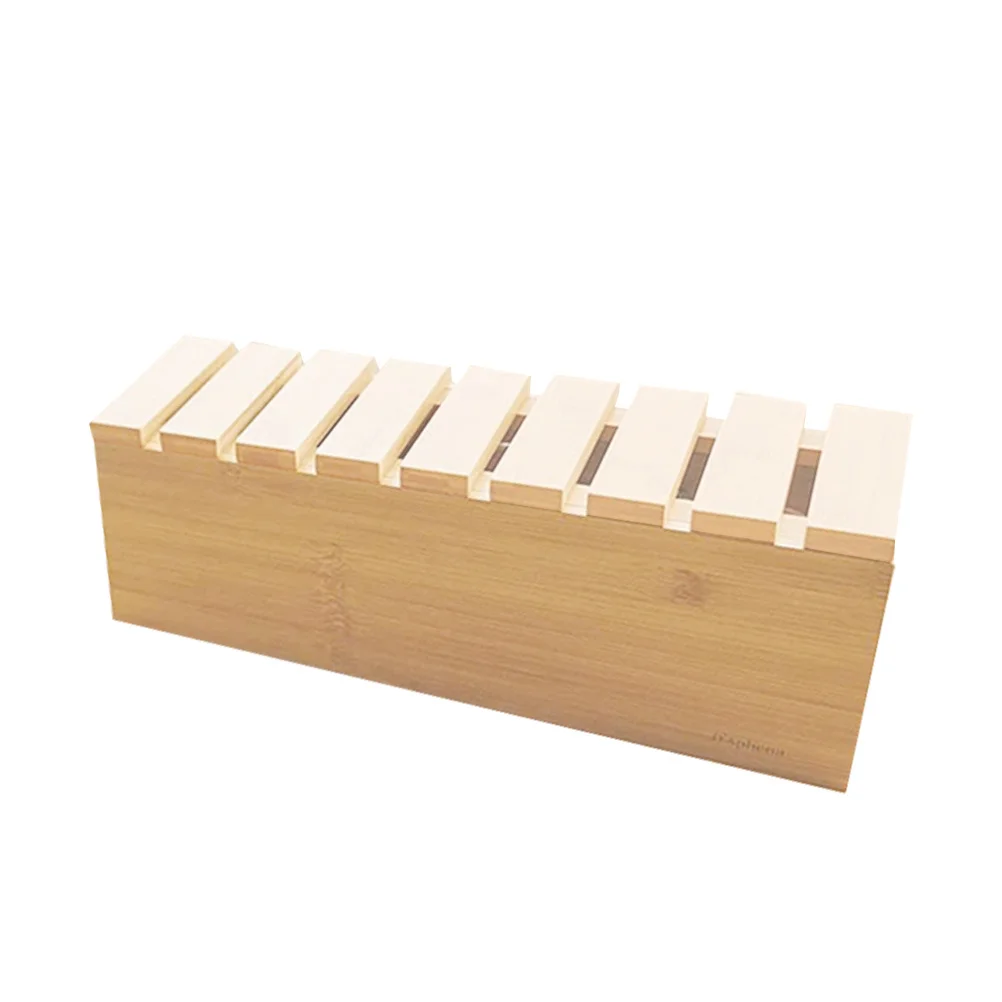 Boîte de rangement de table, gestionnaire de câbles de bureau en bois avec support de téléphone intégré pour cordons de chargement, Solution de stockage de multiprise