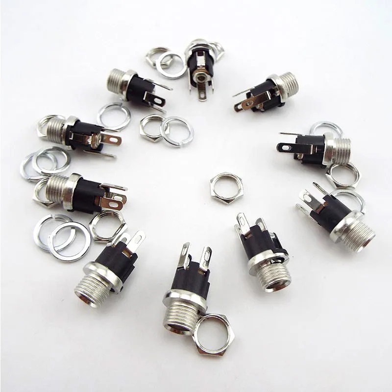 DC-025m 5.5mm x 2.1mm DC Female Power Jack Panel Mount Terminal Connector 3 Pin 5.5 * 2.5mm Socket Supply Electrical DC 025m