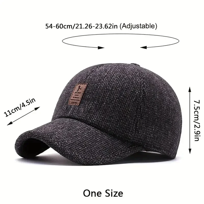 Winter Baseball Cap Woolen Knitted Ear Cover Caps for Men Dad Thicken Fleece Warm Hats with Earflaps Sport Golf Snapback Gorras