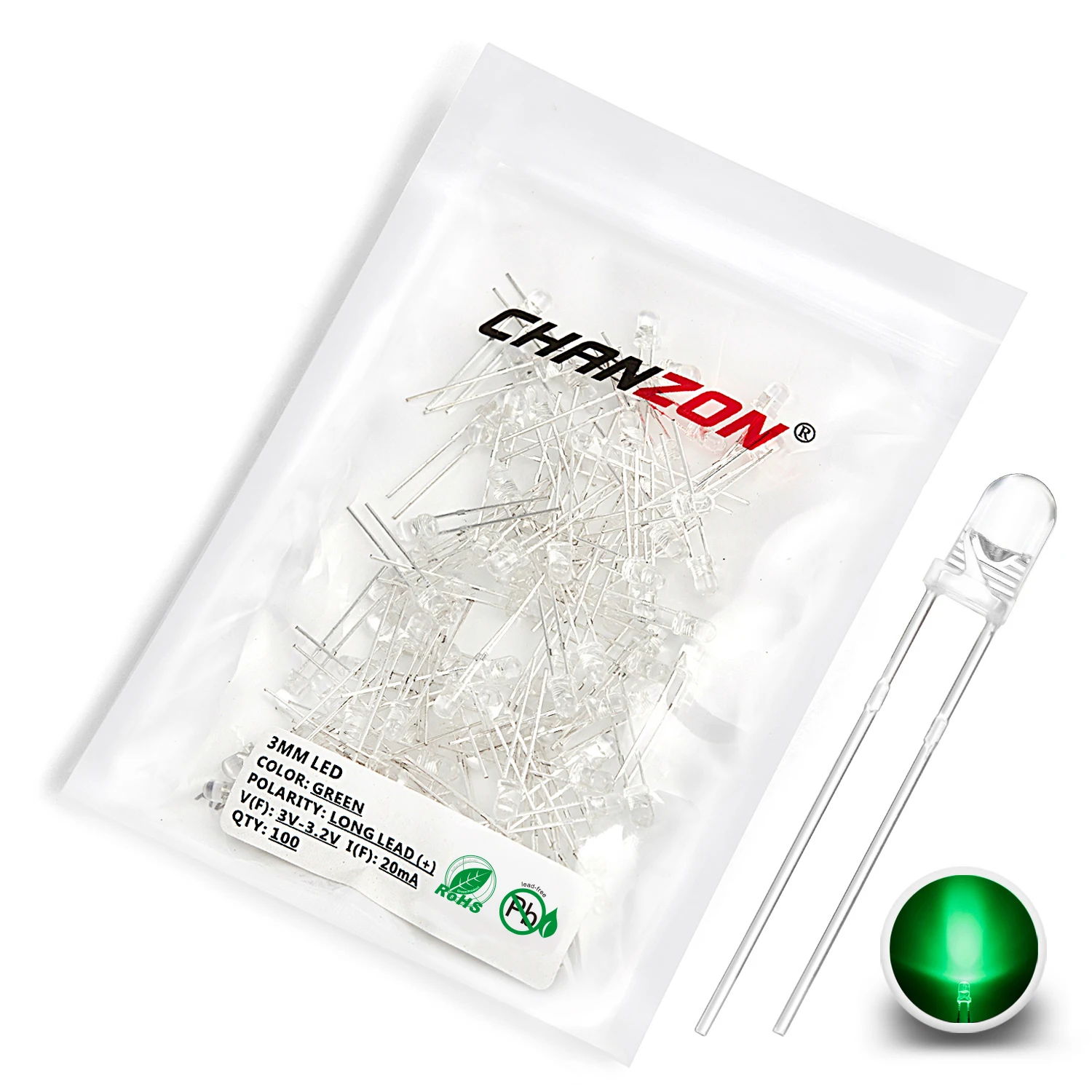 100 Stück 3 mm LED-Dioden, ultrahell, warmweiß, rot, grün, blau, UV-Lila, gelb, orange, rosa, 2 V, 3 V, mehrfarbiges Emitting-Sortiment