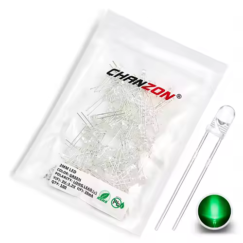 100pcs 3mm LED Diode Ultra Bright Warm White Red Green Blue UV Purple Yellow Orange Pink 2V 3V Multicolor Emitting Assortment - Image 10