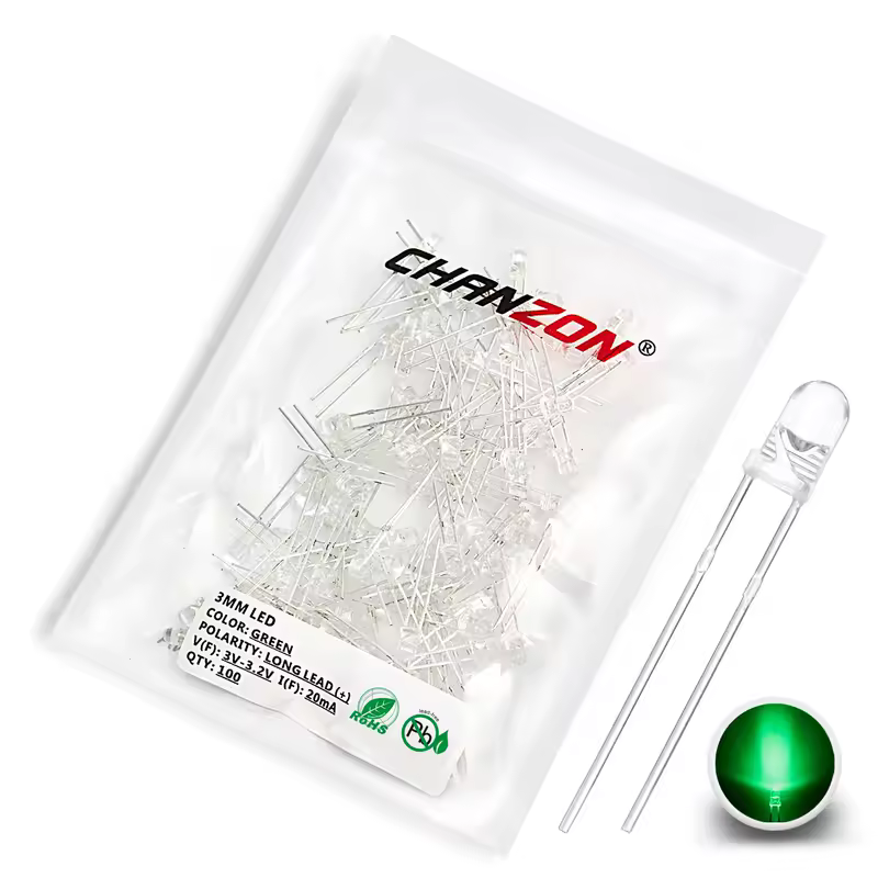 100pcs 3mm LED Diode Ultra Bright Warm White Red Green Blue UV Purple Yellow Orange Pink 2V 3V Multicolor Emitting Assortment - Image 10