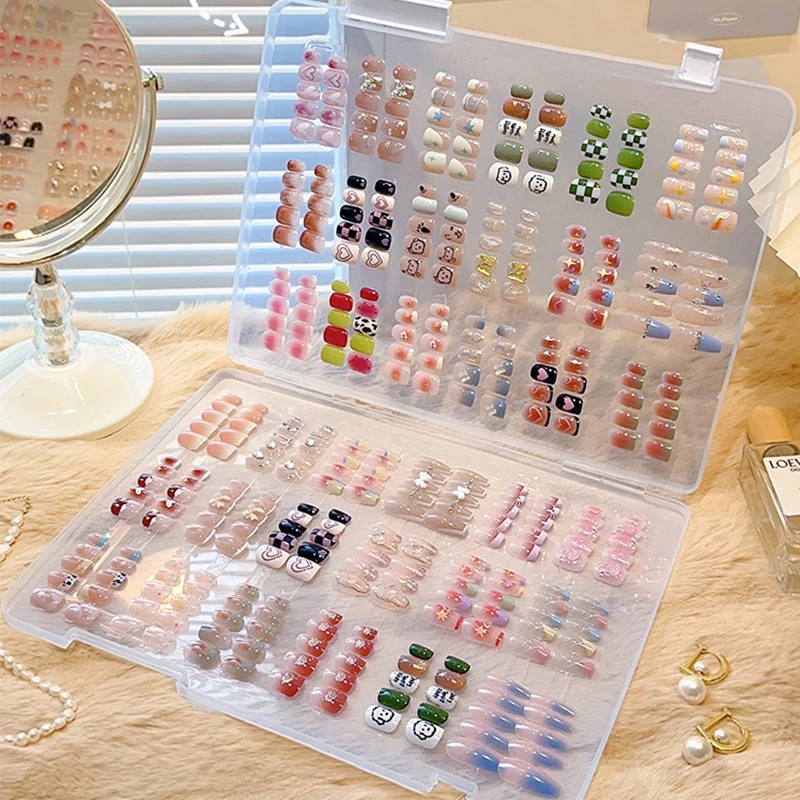 Transparent Press On Nail Storage Box Dustproof Nail Tips Organizer Seasonal False Nails Display Box Acrylic Nail Art Tools