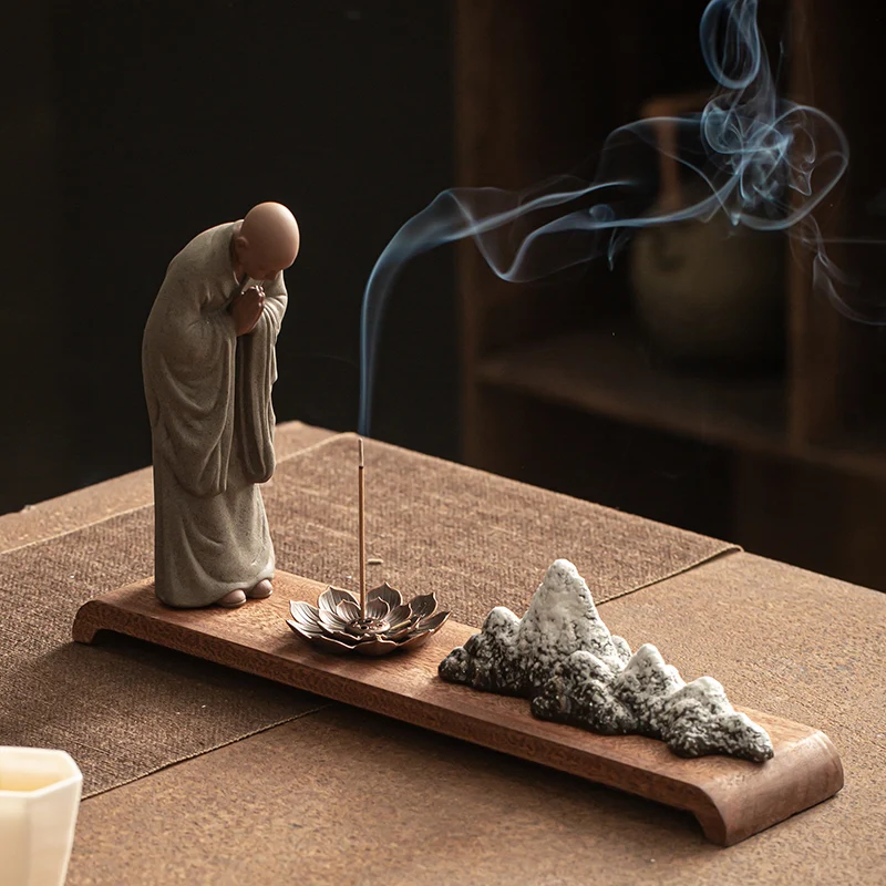 Chinese Zen Purple Clay Small Monk Decoration Home Furnishings Buddha Decorative Crafts Tea Room Table Ceramic Tea Pet