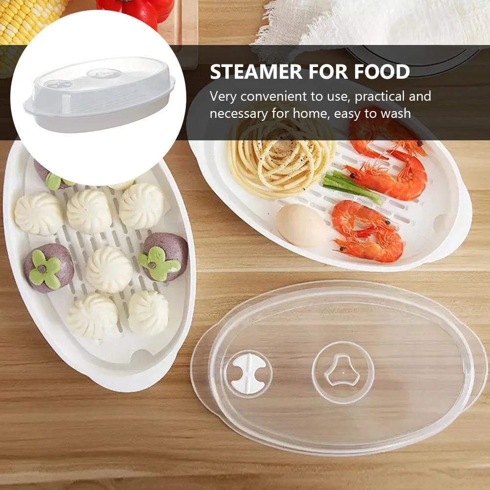 

3pcs Steaming Tray Lid Microwave Food Steamer PP Cooking Plate for Dumplings Buns Kitchen Supplies Ventilated Easy Wash Gift Use