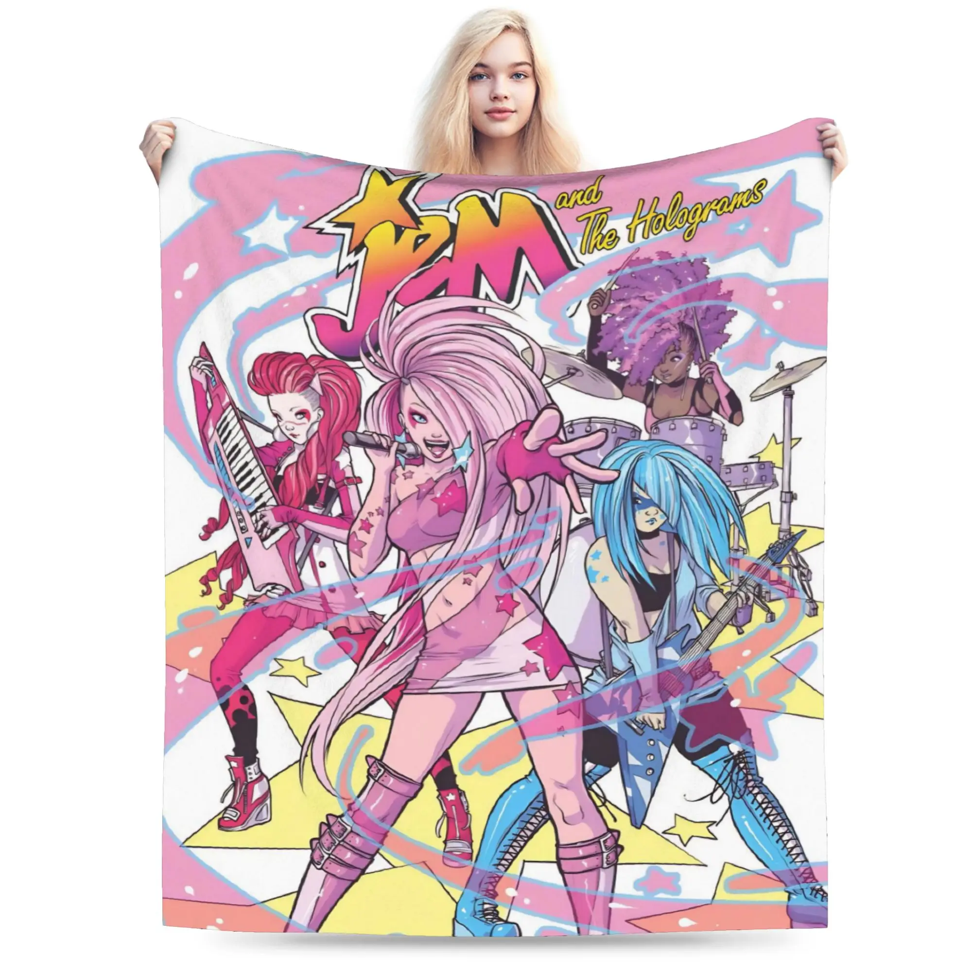 Jem And The Holograms Blanket Cozy Soft  Throw Blankets for Bed 50x60 Inch Multiple Sizes Rug Piece