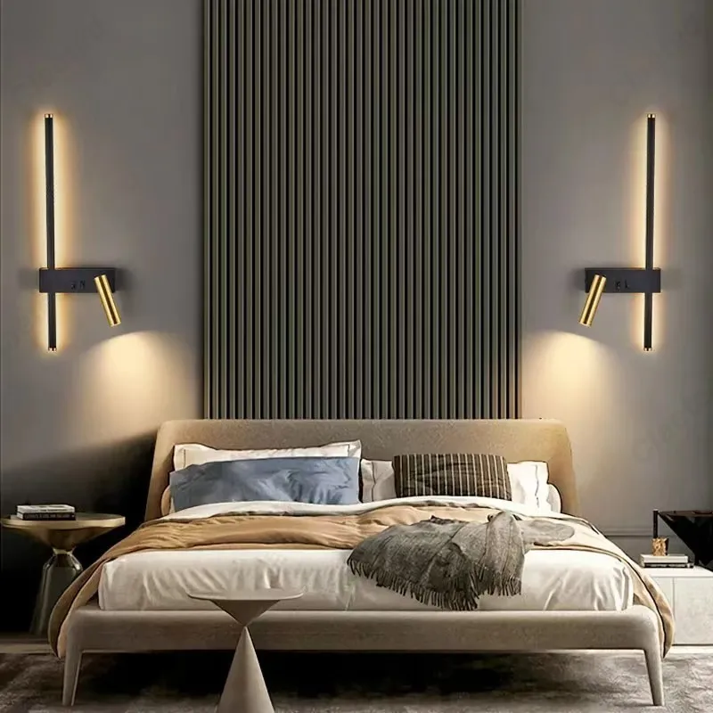 

Creative Simple LED Background Wall Decorative Lights Living Room Bedroom Bedside Eye Protection Reading Lighting