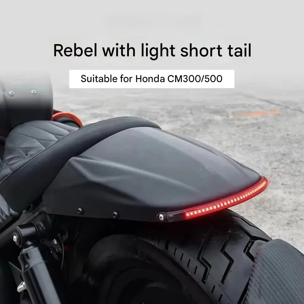 For Honda Rebel 300 CMX300 CM300 Retro Short Rear Fender Mudguard with Integrated LED Tail Light Turn Signal Accesorios Faro