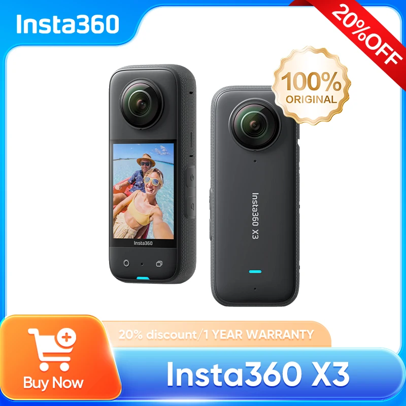 Insta360 X3 - كاميرا عمل مقاومة للماء 360 درجة تتميز بمستشعرات بدقة 48 ميجابكسل مقاس 1/2 بوصة ودقة فيديو HDR نشط بدقة 5.7K 360 بدقة 72 ميجابكسل #1