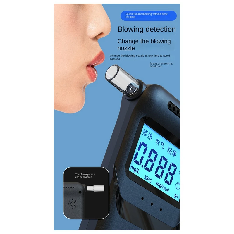 Digital Alcohol Tester Professional Alcohol Detector Breathalyzer Police Alcotester LCD Display Drunk Driving Test