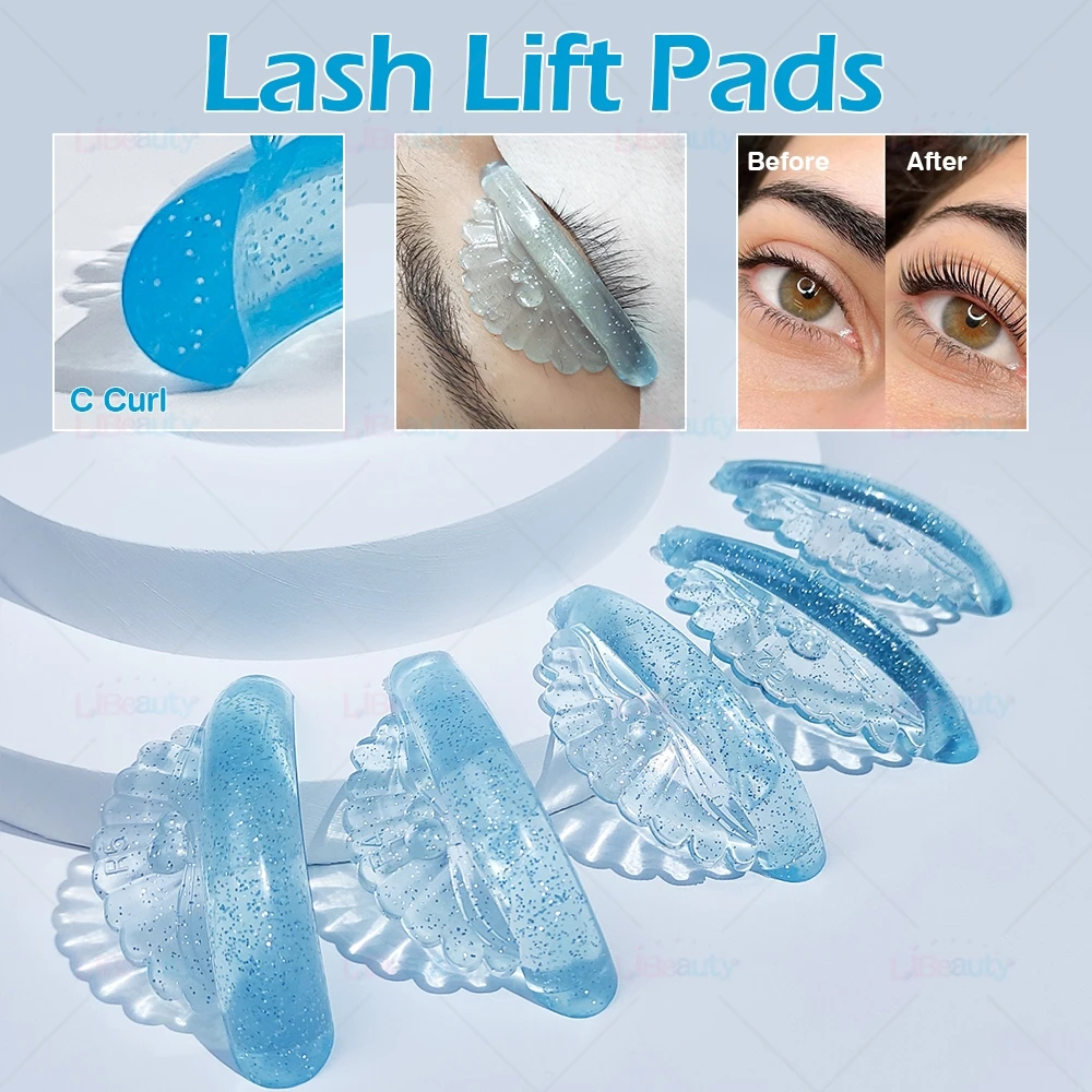 Libeauty 5 Pairs Glue Free Silicone Eyelash Perm Pads Sticky Lashes Rod Shield 3D Eyelash Curler Accessories Makeup Tools