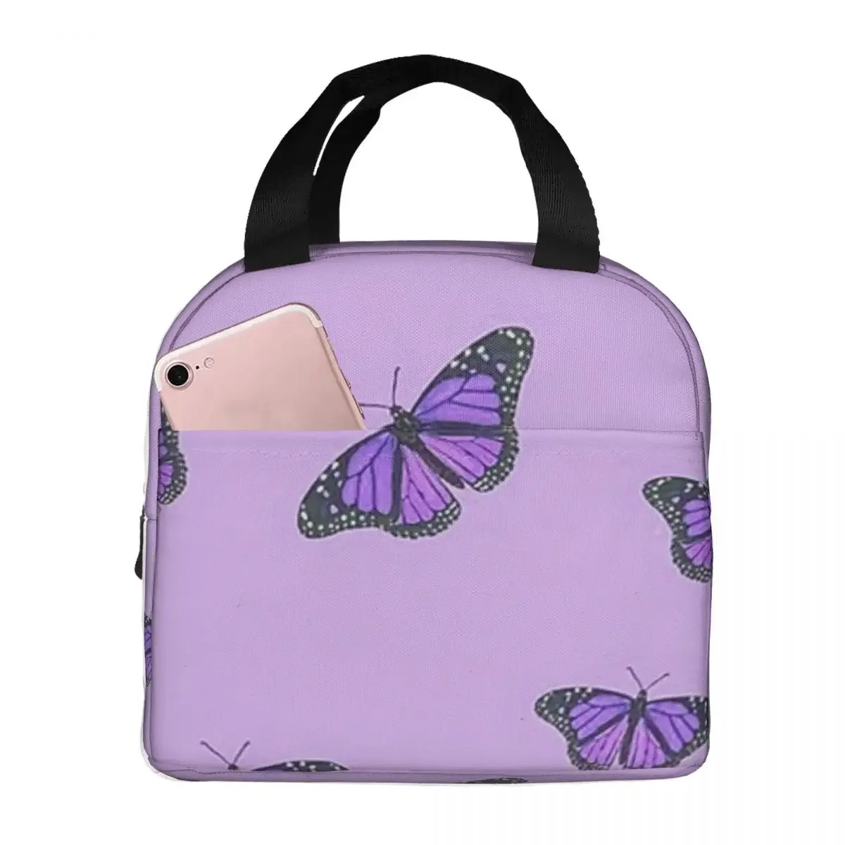 

Purple Butterfly Lunch Bags Insulated Bento Box Waterproof Lunch Tote Picnic Bags Cooler Thermal Bag for Woman Children School