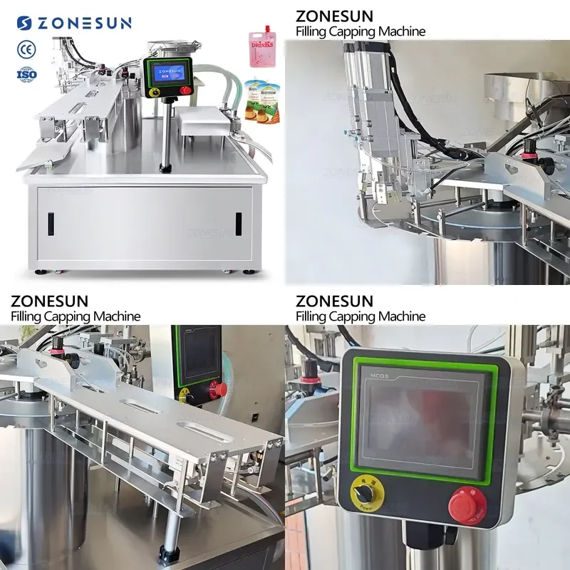 Hot 2026 ZS-ZLFC2 Automatic Rotary Quantification Liquid Spout Pouch Filling Capping Machine