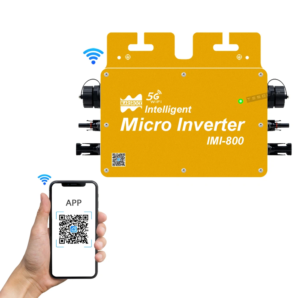 800W MPPT Intelligent Solar Inverter IP65 WiFi DC 22-50V On Grid 120V 230V APP Connected Micro Converter Invensor Residential