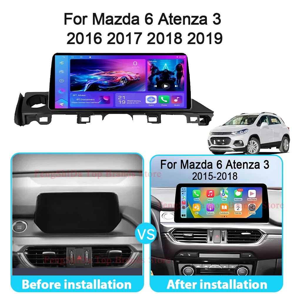 12.3 Inch For Mazda 6 Atenza 3 GJ GL 2015 - 2017 2018 2019 Multimedia Video Player GPS Navigation Android Car Radio Stereo WIFI