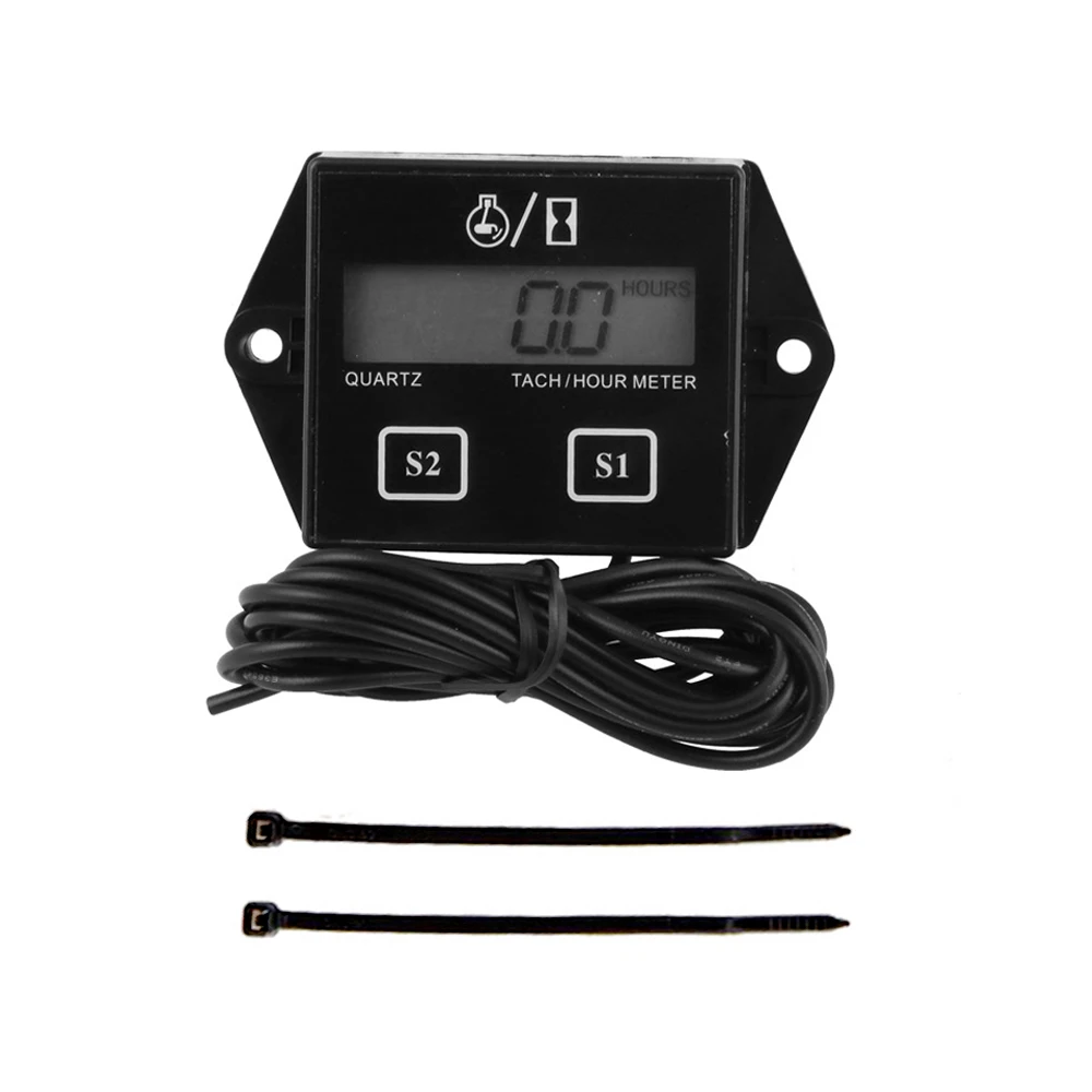 Motorcycle LCD Digital Engine Tachometer Counter  Hour Meter  Gauge Rpm Waterproof  For 2&4 Stroke Engine Car Motor Boat