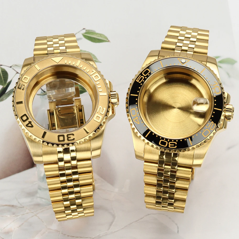 40mm Stainless Steel Fashion Watch Case For Seiko NH35 NH34 NH36 38 Miyota8215 ETA2824 120 Clicks YACHT Design Style Watch Parts