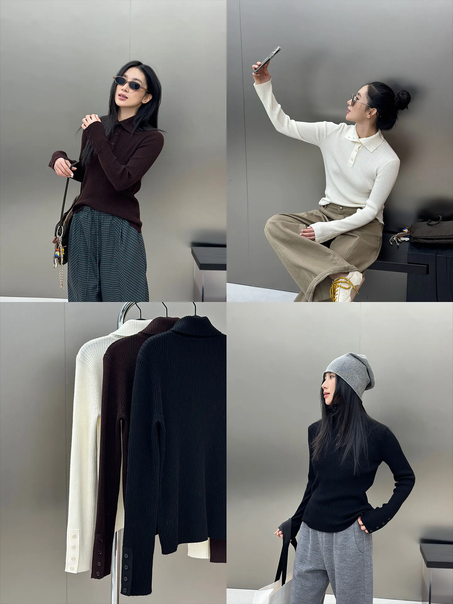 

Beautiful High Collar f Open Button Woolen Knitted Casual Sweater Autumn Winter New Sle Easy Match Street Sle Long Sve