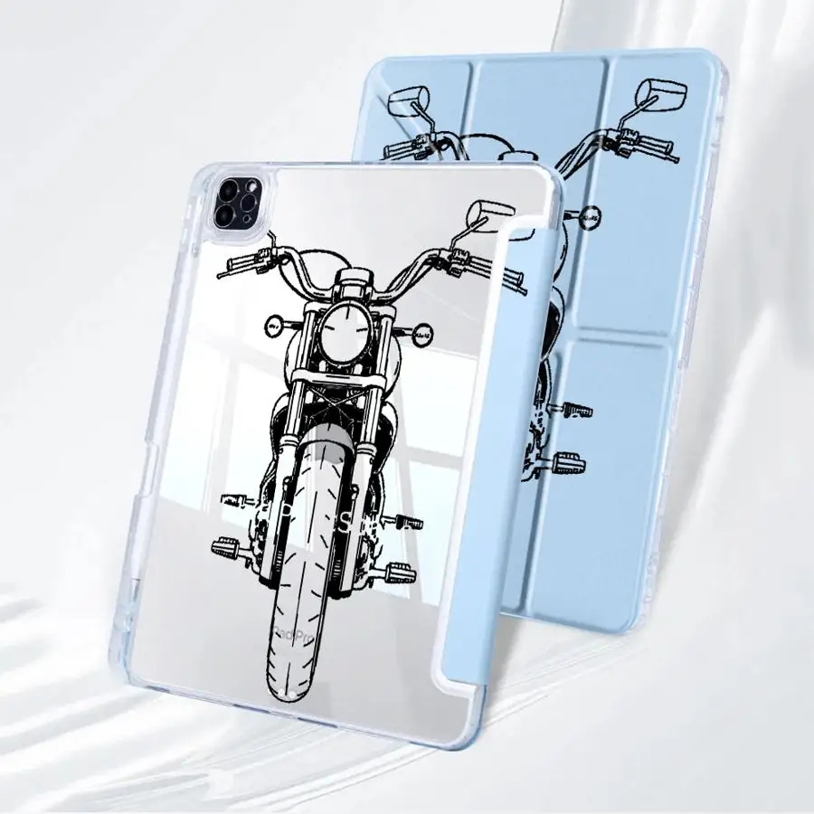 

Two Wheels Holder Cover Tablet Case For iPad Mini 6 7 Pro 2025 11th 10th 9th 8th 7th 12.9inch Air 4 5 M3 M2 M4 11inch Y-Fold