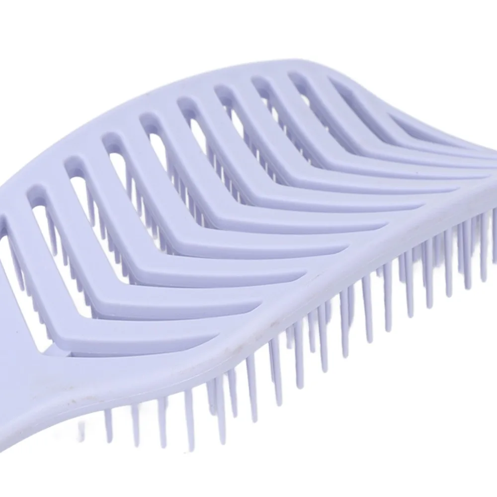 Vent Design Curved Vent Hair Brush Professional Light Blue Vent Paddle Brush Wide Teeth Ergonomic Vent Massage Brush Salon Use